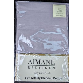 AIMANE® Non Iron Percale 4FT Small Double Fitted Sheet Poly Cotton Easy Care Non Iron Percale 4FT Fitted Bed Sheets Small Double (Light Grey)