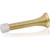 Bright Brass Spring Door Stopper with Rubber Bumper – Baseboard