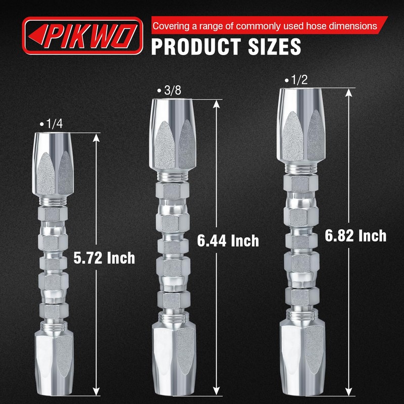 PIKWO 3Pcs Hydraulic Hose Field Repair Kit,1/4", 3/8", 1/2" Inner
