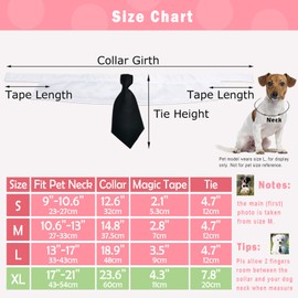 Dog Necktie, KOOLMOX Formal Dog Tie and Suit White Collar with Handcrafted Adjustable Closure Tape, Wedding Valentines Dog Collars for Medium Large Male Boy Dogs Dog Wedding Attire, Black