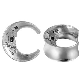 TBOSEN 1 Pair Stainless Steel Skull Moon Vintage Style Screw Drilling Tunnel Gauges Expander Piercing Fashion Gift 00 g - 1 Inch in 10 mm - 25 mm