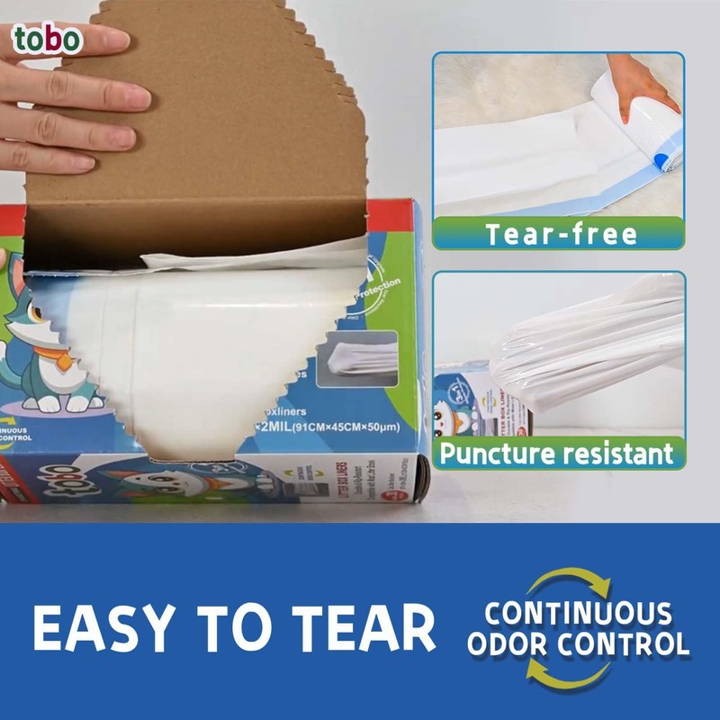 Tobo Cat Litter Box Liners, 30 Count, 2 Mil Extra-Durable