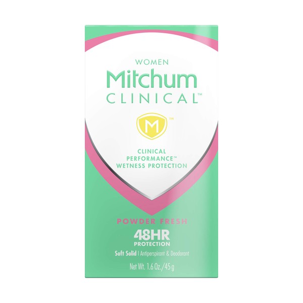 Mitchum Women's Deodorant, Clinical, Soft, Solid Antiperspirant Deodorant, Powder Fresh, 1.6 Oz (Pack of 1),(Package may vary)