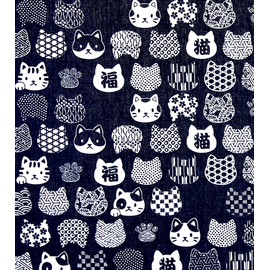 Narumikk noren Japanese Style Doorway Curtain 85x150cm Cloth cat Pattern (Dark Blue)