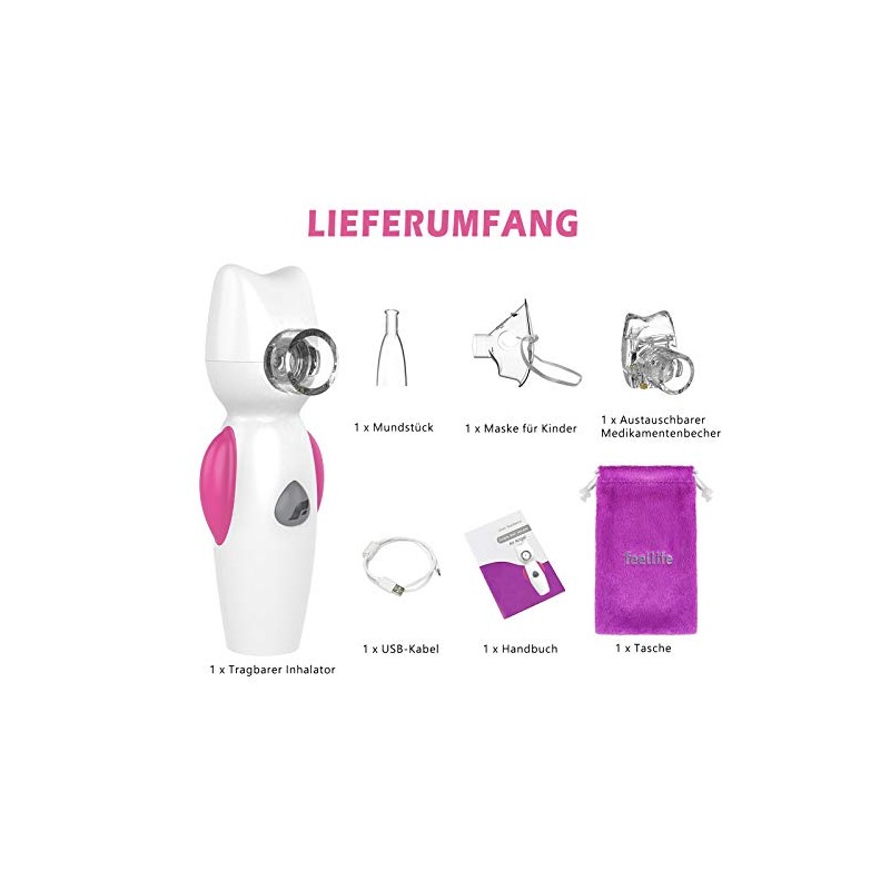 FEELLIFE FEELLIFE Portable Inhaler, Handheld Steam Atomiser, for Kids Travel
