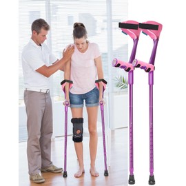 Forearm Crutches for Adults Have Elastic Crutches Padding for The Elbow+Hand Padding, Increases Walking Comfort