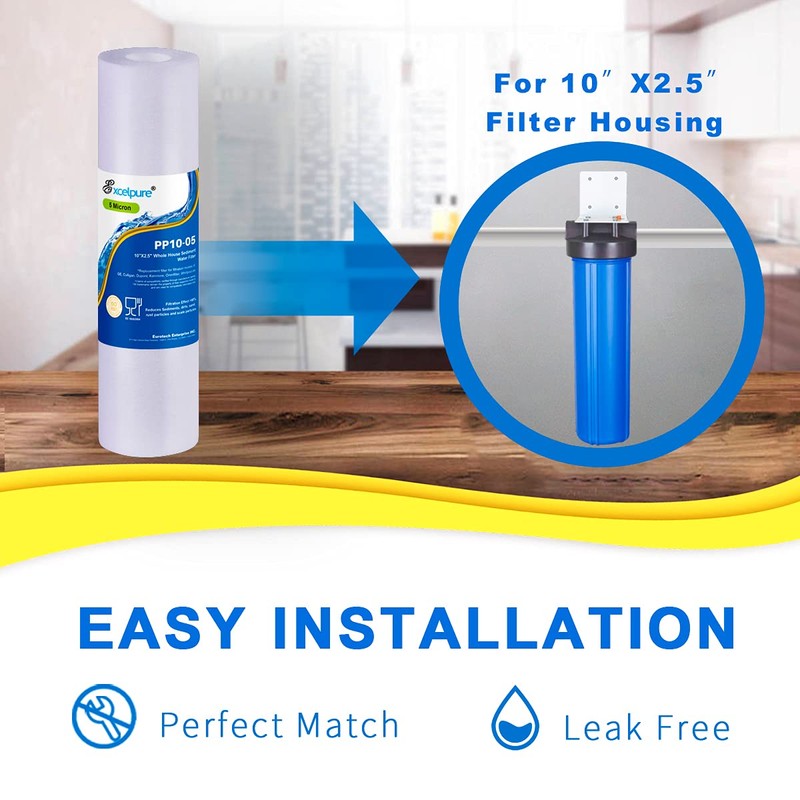 EXCELPURE 5 Micron 10" x 2.5" Whole House Sediment Home