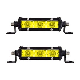 Willpower 2 x LED Offroad Headlight 13 cm 15 W Yellow Amber Single Row LED Headlight Work Light Bar 12 V 24 V Additional Headlight 6000 K IP67 Waterproof for Car Truck Tractor Truck