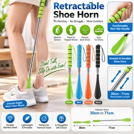 Telescopic Shoe Horn for Easy Shoe Wearing – Adjustable Stainless Steel Long Handle Shoe horn for Seniors & Everyday Dressing