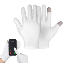 3 Pairs of Cotton Gloves, Eczema Gloves, White Cotton Gloves, Moisturising Gloves, Night Touchscreen Gloves for Dry Hands, Eczema Hands, Repair Cracked