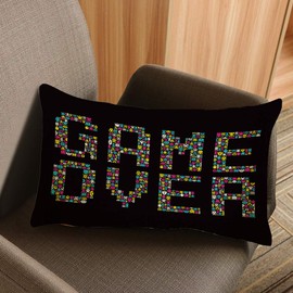 Nicokee Throw Pillow Cover Retro Vintage Video Game Over Decorative Pillow Case Home Decor 20x12 Inches Pillowcase