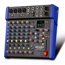 JXSOU DJ Mixer, 10-Channel Audio Mixer Bluetooth Studio Mixer, XLR Microphone Jack Professional Mixer with 99 DSP Effect USB Drive+48V Phantom Power For Karaoke Studio Streaming Recording