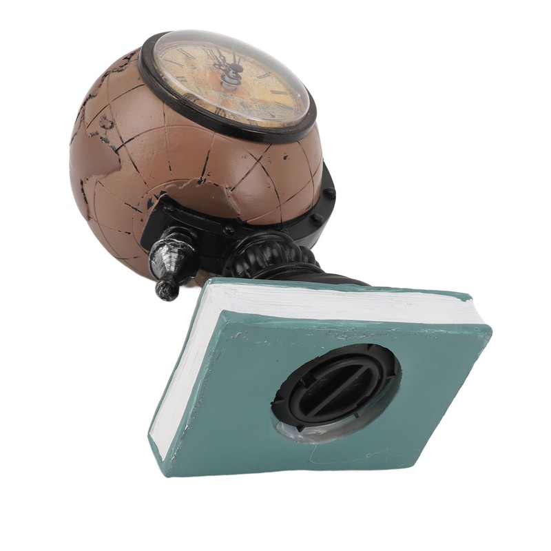 Globe Clock Decorative Desk Ornament Resin World Map Clock with
