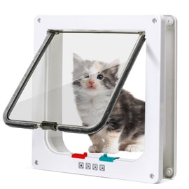 Nobleza - Cat Flap, Dog Flap, 4-Way Magnetic Closure for Cats, Dog Door, Cat Door, Pet Door, Cat Flap, Inner Door for Cats and Small Dogs (White, M)
