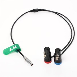 HangTon Audio Cable for ARRI ALEXA 35, Mini LF Camera, Preamplifier Sound Devices Mixer Recorder, Lemo-type 6-pin to Dual Low Profile XLR 3-Pin Female, 60cm