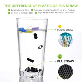 Plasticless 100 PCS Disposable Drinking Straws, Eco Friendly Straws Drinking Plastic Free Colorful Flexible Bendable Corn-based Organic Compostable Biodegradable Straws for Party Travel 8.2 " Long (100pcs-black)