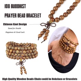 YADOCA 9-12 Pieces Bracelets Elastic Men Women Buddha Mala Necklace Wooden Bracelets Beads Unisex 8 mm Bracelets Set, Wood