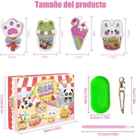 Kit de pintura de diamantes para niños,15 Piezas lindo arte y manualidades para niñas, Llaveros de pintura de diamantes con herramientas de pintura,Regalos y Juguetes para niños 4 a 12 Años Llaveros de Kit Artesanía DIY
