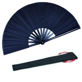 HONSHEN Bamboo Folding Fan, Black, 13 x 25 Inches (Open), 13 x 1 x 0.5 Inches (Folded), Japanese Style, Outdoor Use