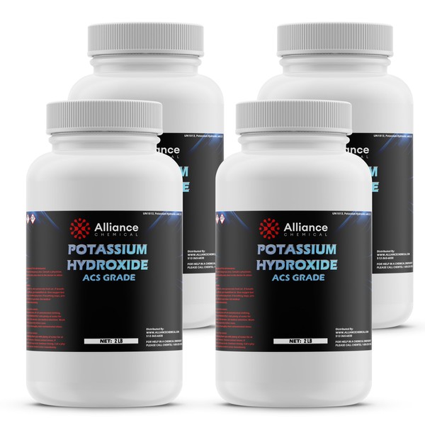 Potassium Hydroxide Flakes ACS Grade - 8 lbs (4 Pack)