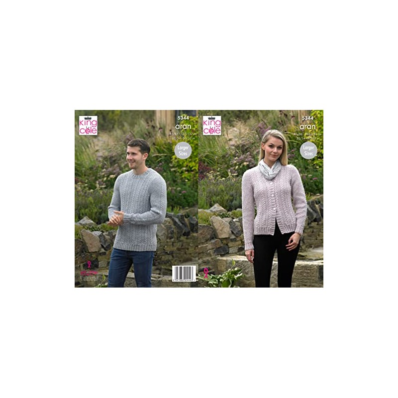 King Cole 5344 Knitting Pattern Mens Womens Sweater Cardigan in