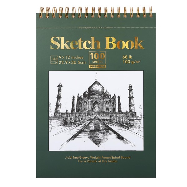 Ddaowanx 9" x 12" Sketch Book, 100 Sheets Spiral Bound