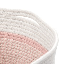 UBBCARE 3-Pack Woven Rope Shelf Baskets - 15x10x9in Decorative Storage Basket for Toys, Kids Playroom, Closet Organization & Cube Storage Organizer | Gift Basket Empty, Off White/Mixed Pink