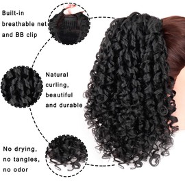 RPAEOY Hairpiece Hair Extensions Fine Frizz Synthetic DIY Hairpiece with Elastic Band Ponytail Hairpieces Clip In Extensions for Women and Girls Black