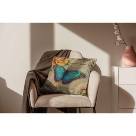 Set of 4 Spring Summer Butterfly Flowers Throw Pillow Covers- Decorative Butterfly Cushion Cover