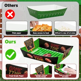 Dreamtop Football Party Supplies Kit, 36Pcs Large Football Paper Food Tray, Disposable Football Party Serving Trays Bowls for Hot Dog Fries Football Birthday Party Decorations