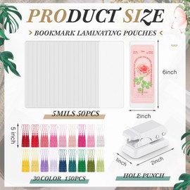 Fuyoooo 101 Pcs DIY Bookmark Making Kit 2.36 x 6.3 Inches Bookmark Laminating Pouches 5 Mil Hot Laminator Sleeves with Rainbow Tassels and Puncher Fit Most Pouch Laminating Machines