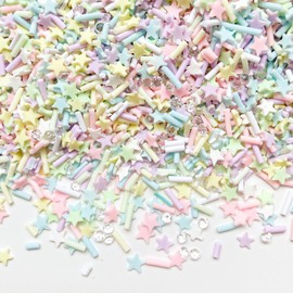 TANOKOX Deco Parts Mix, Enclosed Parts, Resin Slice Parts, 1.8 oz (50 g), Enclosed Material, Shakasha Cafe Flake Parts (Colorful Star)