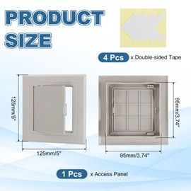 PATIKIL Access Panel for Drywall 4x4 Inch, 1 Set ABS Plastic Wall Hole Cover Access Door with Double-Sided Tape for Wall Ceiling Electrical, Gray