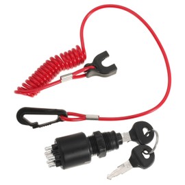 Ignition Key Switch with Safety Lanyard Replace 5005801 175974 for OMC for Johnson for Evinrude 40-200HP Outboard Motor