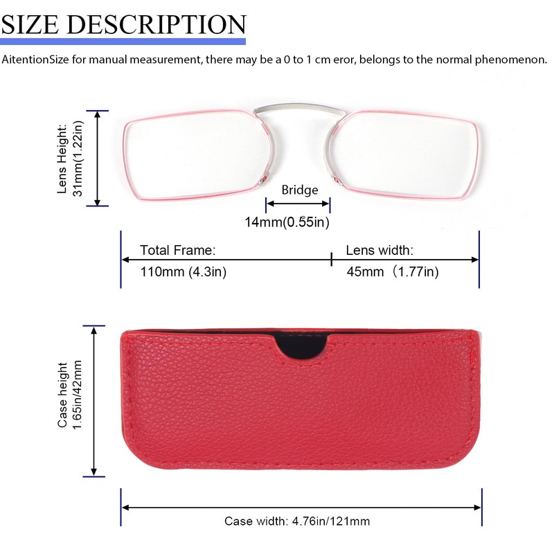 REAVEE 2 Pack Armless Reading Glasses for Men Women, Blue