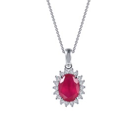 Lafonn Classic Sterling Silver Platinum Plated Lassire Ruby Necklace (1.39 CTTW)