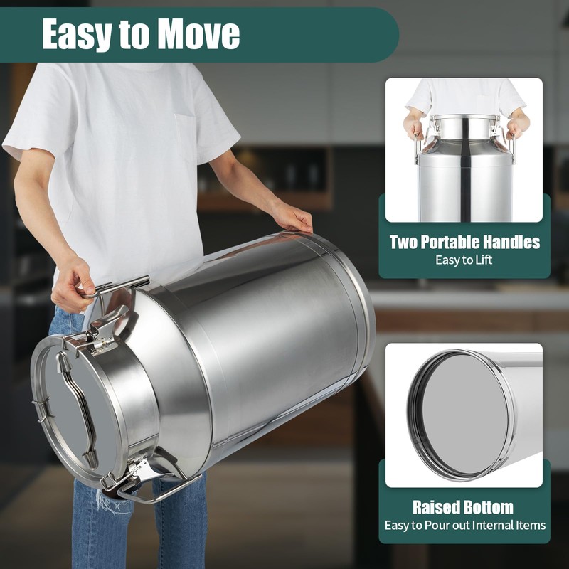 Milk Can, 60 Liter Milk Jug - Durable Stainless Steel,