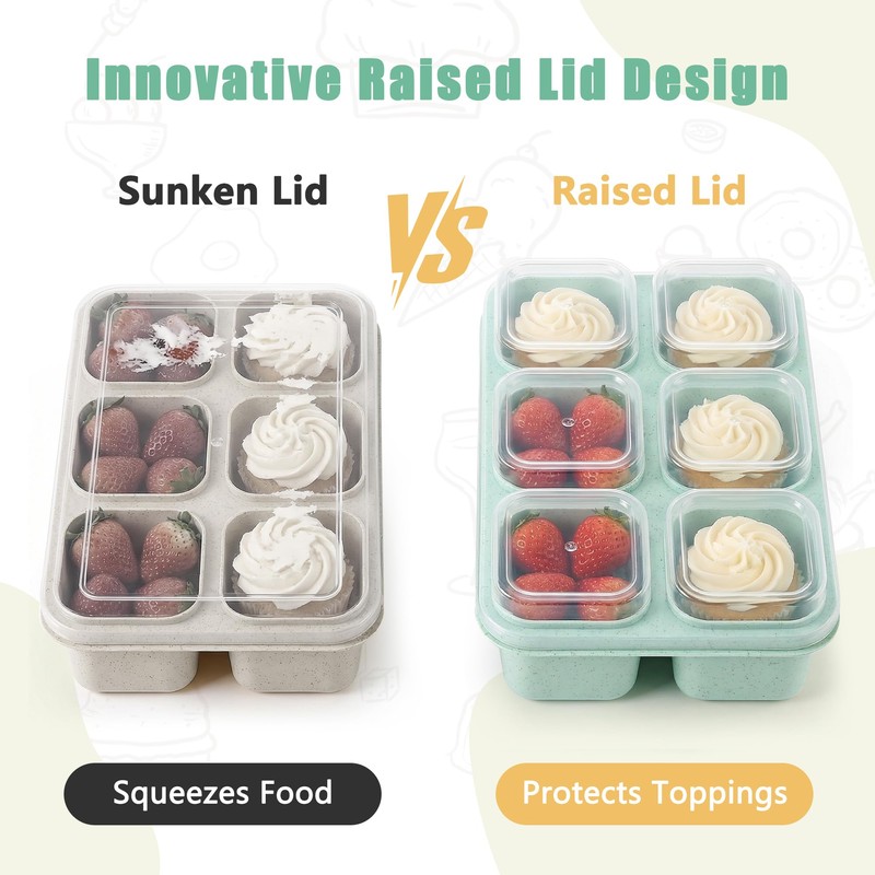 TAABHBU 3 Pack 6 Compartment Snack Containers with Lids, Snack