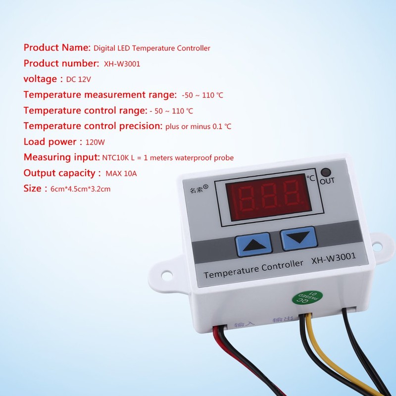Digital LED Temperature Controller Module, XH-W3001 Thermostat Switch with Waterproof