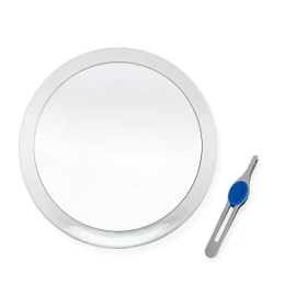 DBTech Large 8-Inch Suction 10x Magnifying Mirror with Precision Tweezers w/Rubberized Grips, Triple Suction for Lasting Hold on Most Flat Surfaces