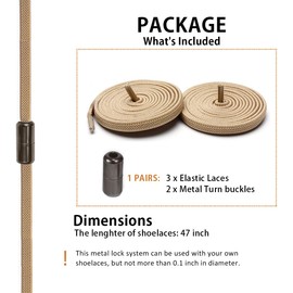 Alegrianan No Tie Shoelaces, Elastic Shoelaces for Adults/Kids，Elastic No Tie Shoe Laces Coyote Brown