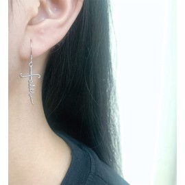 Eternity Faith Cross Drop Dangle Earrings for Women Elegant 925 Sterling Silver Infinity Love of God Minimalist Dainty Hypoallergenic Hanging Charm Dangling Earrings for Daughter Bff Birthday Christmas