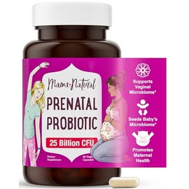 Mama Natural Probióticos prenatales para mujeres apoyo intestinal e inmunitario durante el embarazo, la lactancia y el posparto  25 mil millones de...