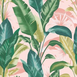 Envy Leaf It Out Sunrise Removable Wallpaper Pink