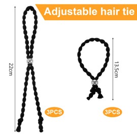 Yemoju Pack of 6 Adjustable Hair Bobbles for Thick Hair, Afro Puff Silky Soft Hair Bobbles, Puff Cuff Hair Bands for Natural Hair, Dreadlock Hair Bands, Non-Slip Design