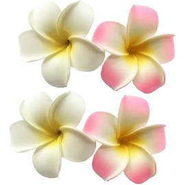 4 Pcs White and Pink Hawaiian Plumeria Foam Head Flower,Hawaiian Frangipani Bridal Wedding Party Beach Hair Clip Hair Clips Styling Accessories Clips and Barrettes