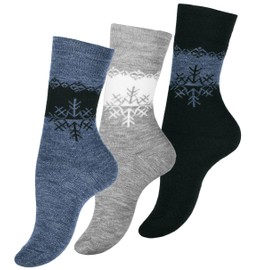 VCA 3 Pairs of Women's Thermal Socks, Winter Socks with Terry Cloth Inner, 3 pairs multicoloured