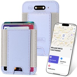 Miroddi Credit Card Holder with Find My, Premium Leather Small Wallet for Women, RFID Blocking Slim Card Wallet for Women Men, Minimalist Business Credit Card Wallet, Holds Up to 14 Cards, Purple