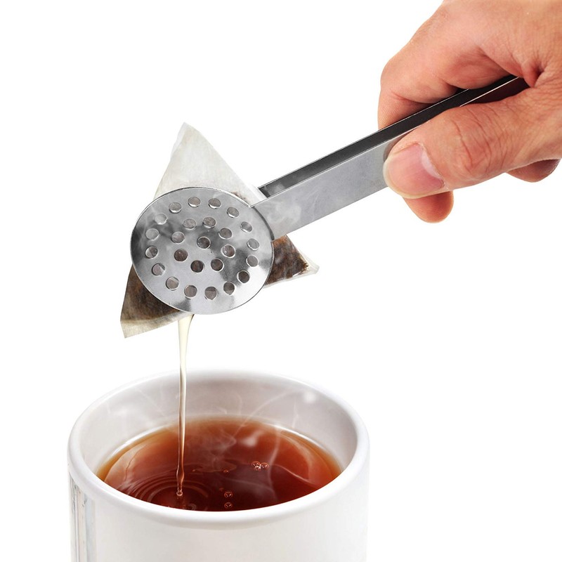 SUNTRADE 3X Tea Bag Squeezer Round Stainless Steel Teabag Tong