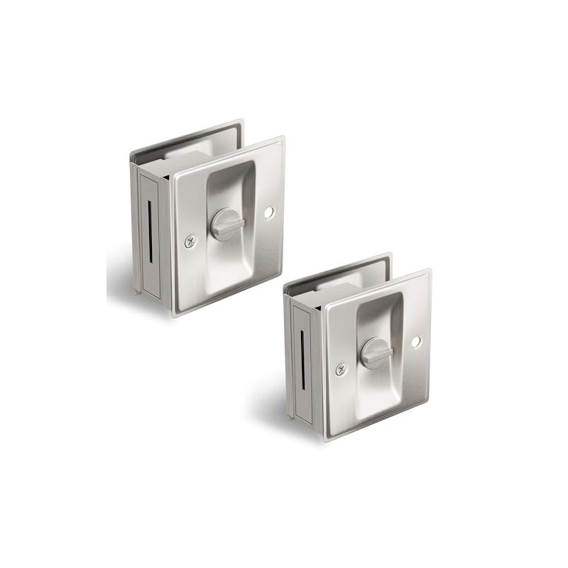 HILLMASTER Pocket Door Lock Pull, 2 Pack, Matte Black &